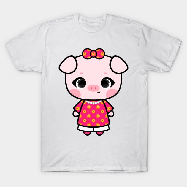 Cute Little Piggy in Ao dai Ngu Than T-Shirt by alien3287